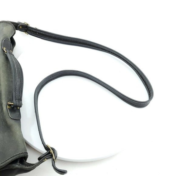 Coach Vintage 80s Genuine Black Distressed Leather Metropolitan Messenger Bag - Picture 9 of 9